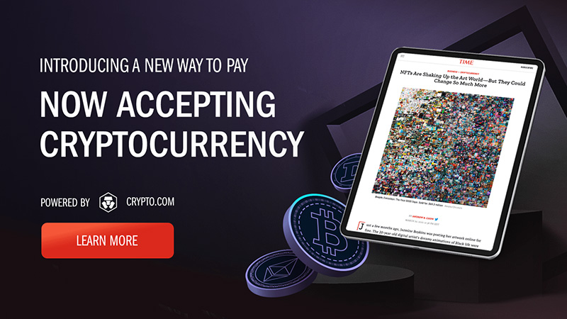 米TIME誌：Crypto.comと提携し「仮想通貨決済」に対応｜BTC・ETHなど20種類以上