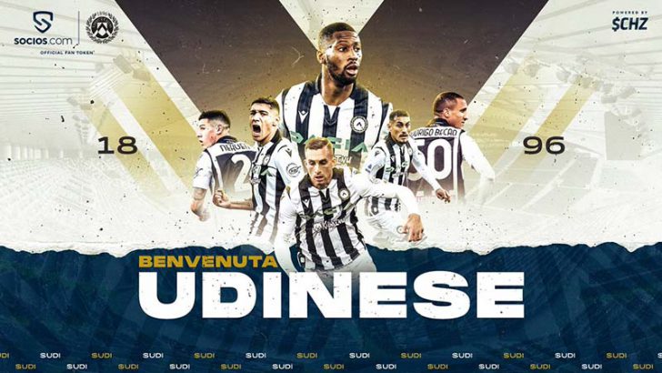 Chiliz＆Socios：イタリアの「Udinese Calcio」と提携｜$UDIファントークン発行へ