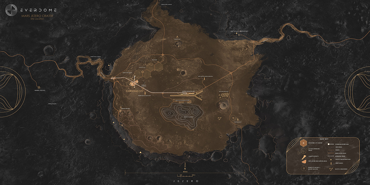 Everodomeのジェゼロ・クレーター周辺マップ（画像：Everdome）