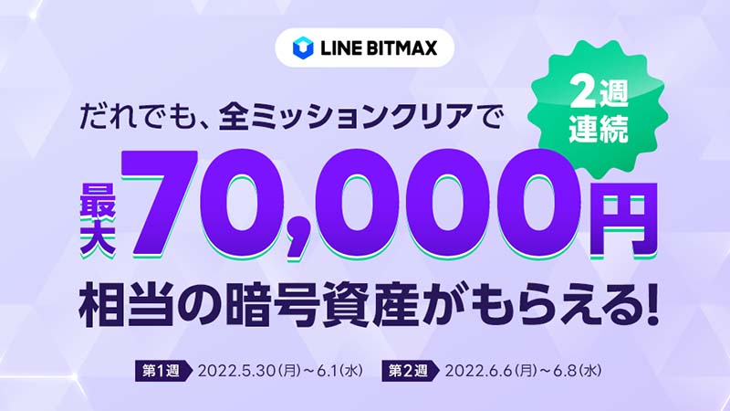 LINE BITMAX：最大7万円相当のLINKがもらえる「暗号資産買ってみようキャンペーン」開始