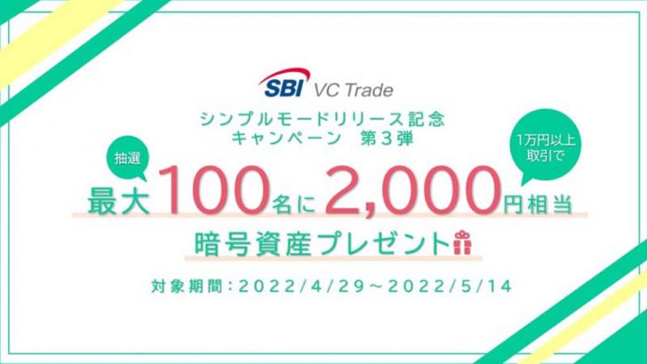 SBI VCトレード「2,000円相当の暗号資産が当たるキャンペーン」開催