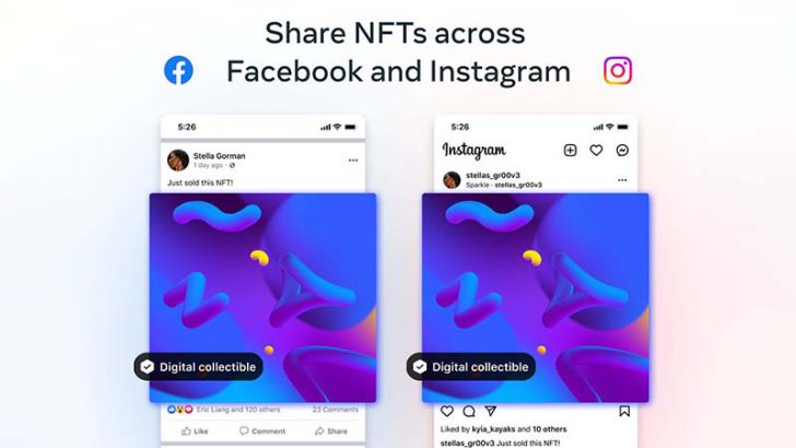 Facebook・Instagram両方で「NFTの投稿・共有」が可能に｜複数のブロックチェーンに対応
