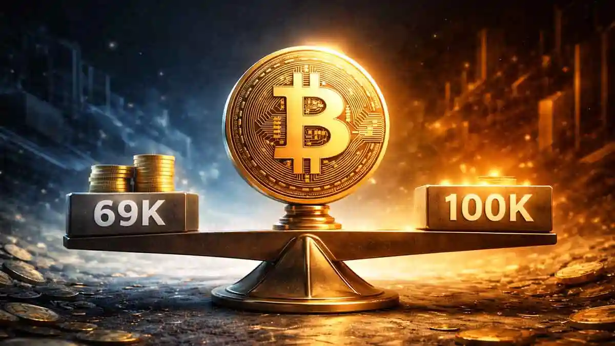 ビットコイン価格「6万9,000ドル下落か10万ドル回復か」予測市場でオッズ拮抗(Bitcoin price: $69,000 drop or $100,000 recovery? Prediction market shows split odds)