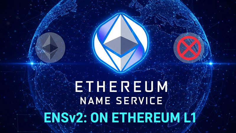 ENS、独自L2「Namechain」の開発を中止｜ENSv2はイーサリアムL1で展開へ（ENS Cancels "Namechain" Layer-2: ENSv2 to be Deployed Directly on Ethereum L1）